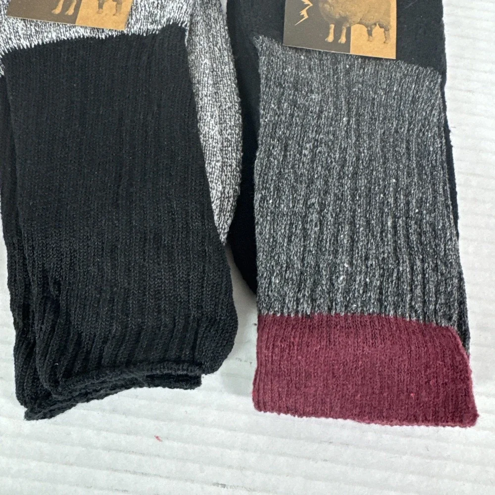 Lamb's Wool Blend Socks NEW Men's US 10-13 Lot of 2 Gray Black Calf Length 1396